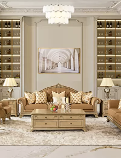 Rongfeng International Home Decor-RF French Mansion/Leather Sofa Set