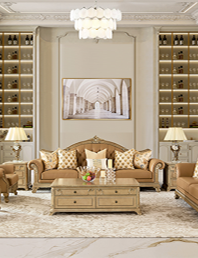 Rongfeng International Home Decor-RF French Mansion/Leather Sofa Set